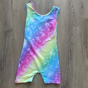 Colorful Tie-Dye Sleeveless Gymnastics romper